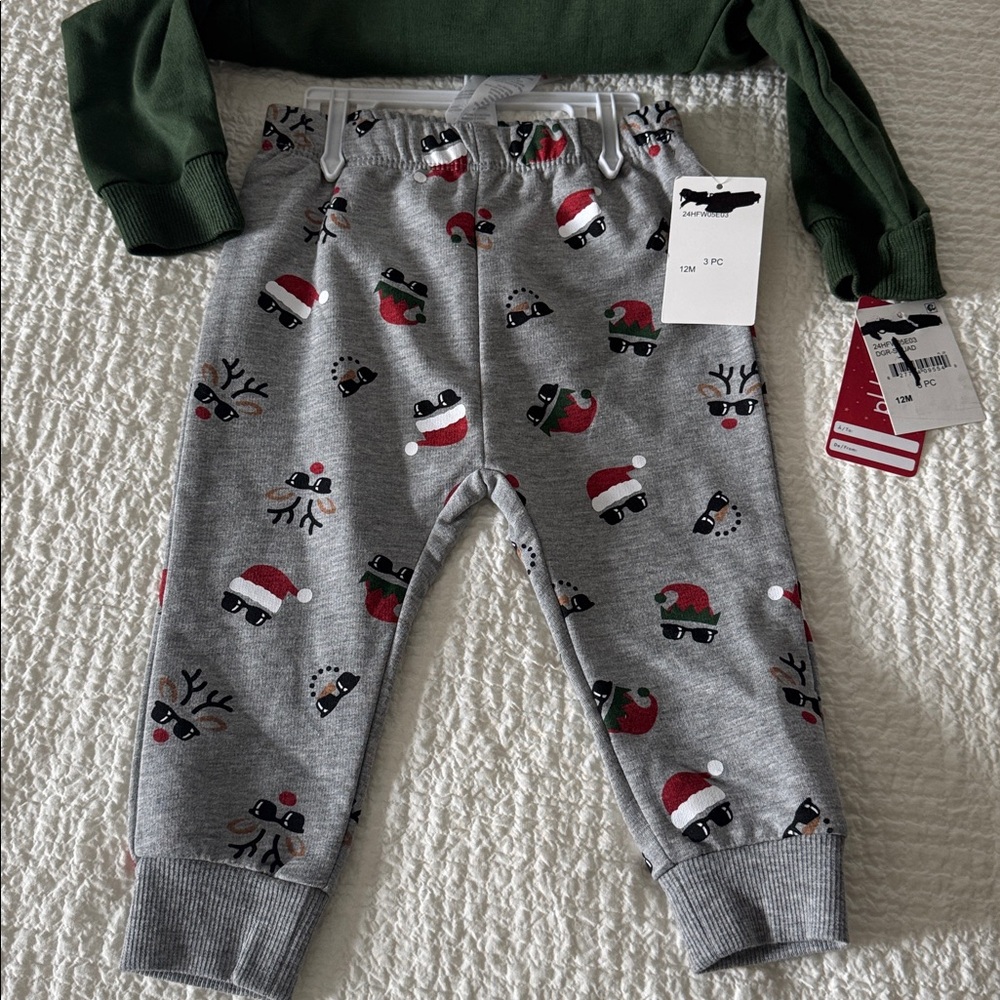 12m Baby Outfit with Festive Print - Picture 2 of 4